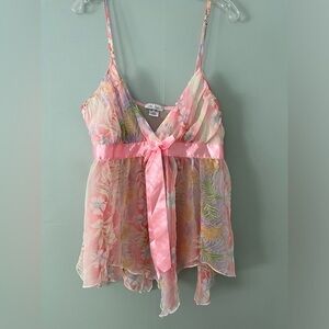 Vintage Babydoll Pink Chemise Floral Size Large